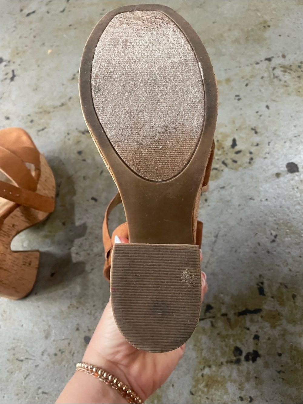 Sugar Women’s Lydia Platform Sandals with Brown Suede Straps and Cork Heels Sz 7 - Picture 12 of 15